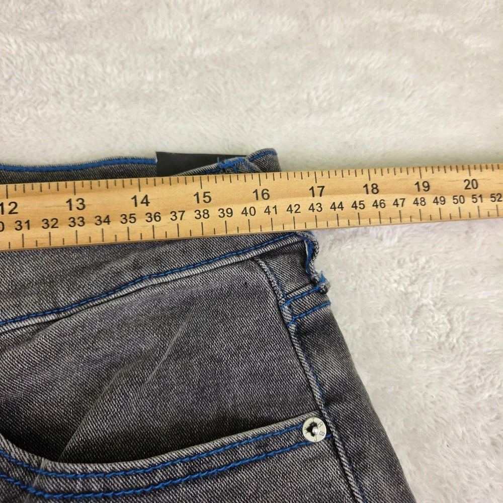 True Religion Geno Relaxed Slim Jeans Gry Phantom Wash 700985 Mens 31 Blu Stitch